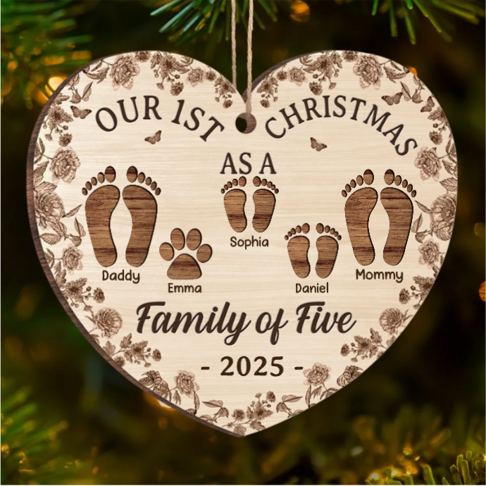 Custom Wood Ornament - Personalized Christmas Birthday Gifts For Mom, Dad, Kids - Home Is Together