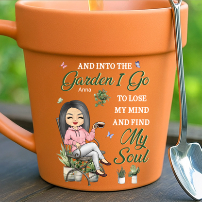 Custom Plant Pot Ceramic Mug - Personalized Garden Gifts For Gardeners - Lose Your Mind, Find Your Soul - Flower Pot Mug