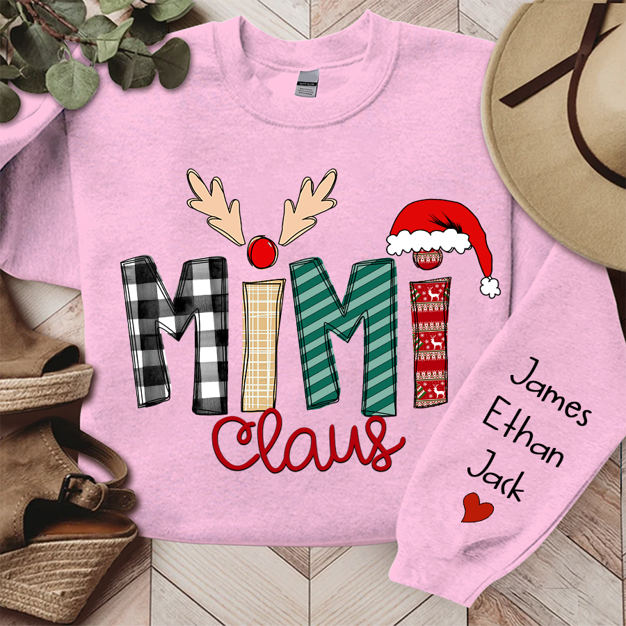 Family Best Gifts For Christmas, Mimi Claus Sweatshirt, 2024 Christmas Nana Sweatshirt, Custom Grandma Claus Christmas