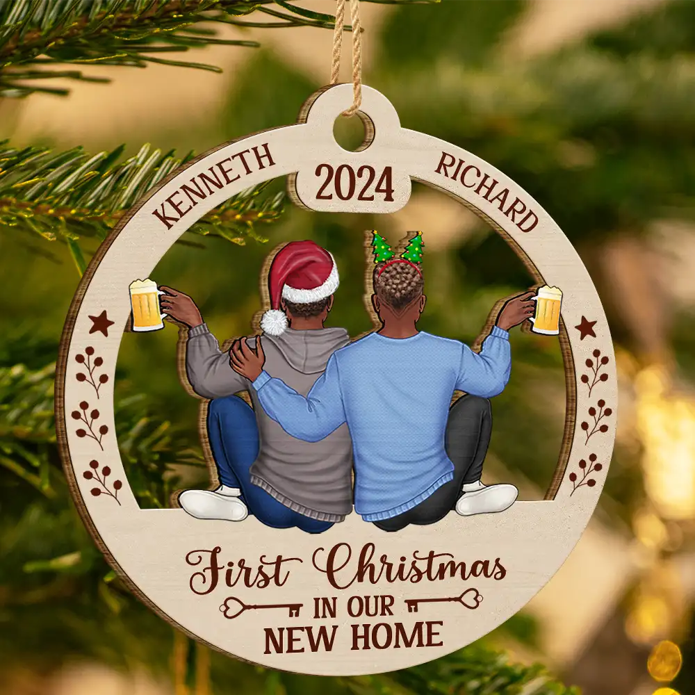 First Christmas In Our New Home - Personalized Wooden Cutout Ornament