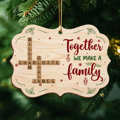 Together We Make A Family Crossword Puzzle Personalized Wooden Ornament, Christmas Gift for Husband Wife, Daughter Son, Grandma Grandpa