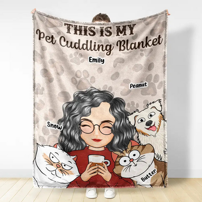 My Cat Dog Cuddling Blanket Peeking - Personalized Fleece Blanket