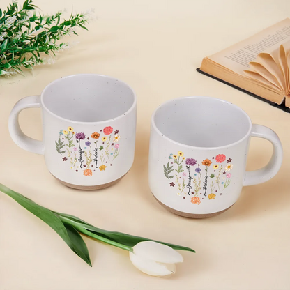 Birth Month Flower Heart - Personalized Pottery Mug