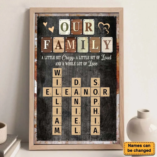 Personalized Family A Little Bit Of Crazy Crossword Art Poster