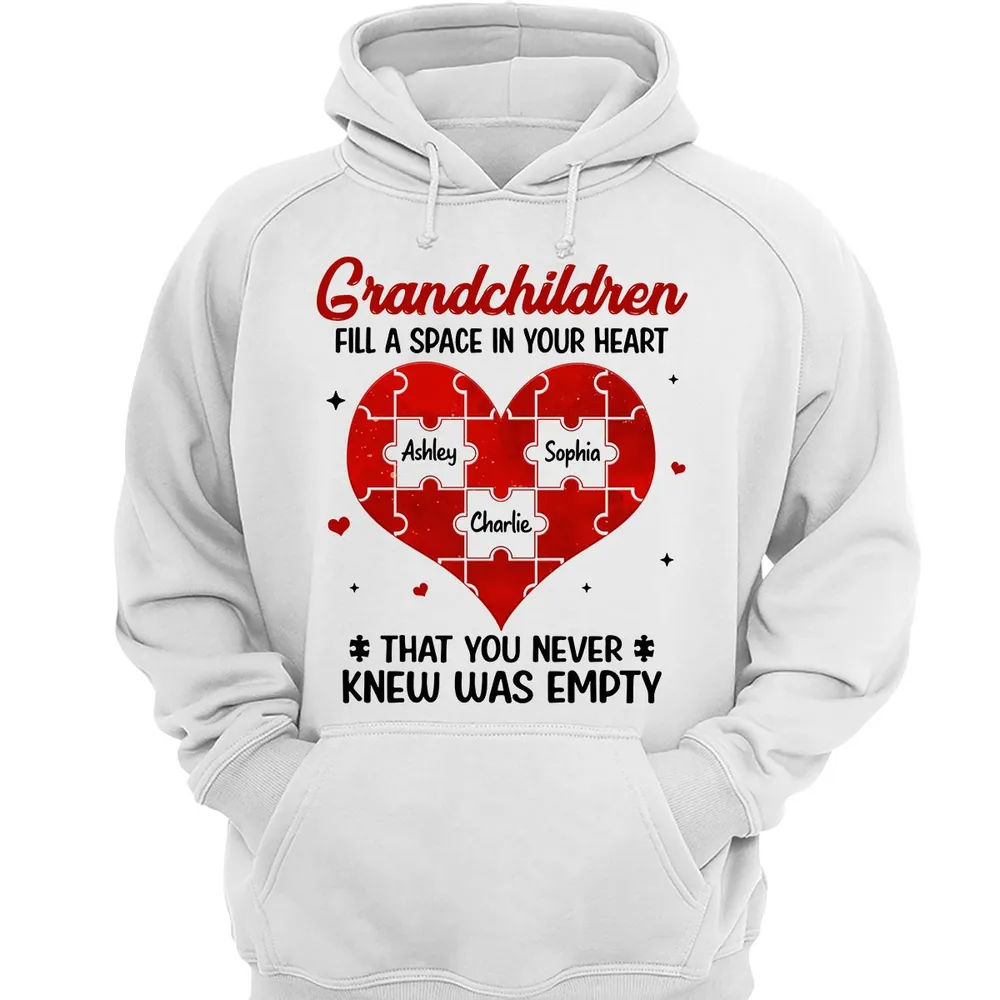 Grandchildren Fill Spaces In Grandma Heart Personalized Shirt