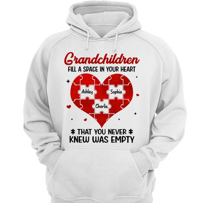 Grandchildren Fill Spaces In Grandma Heart Personalized Shirt