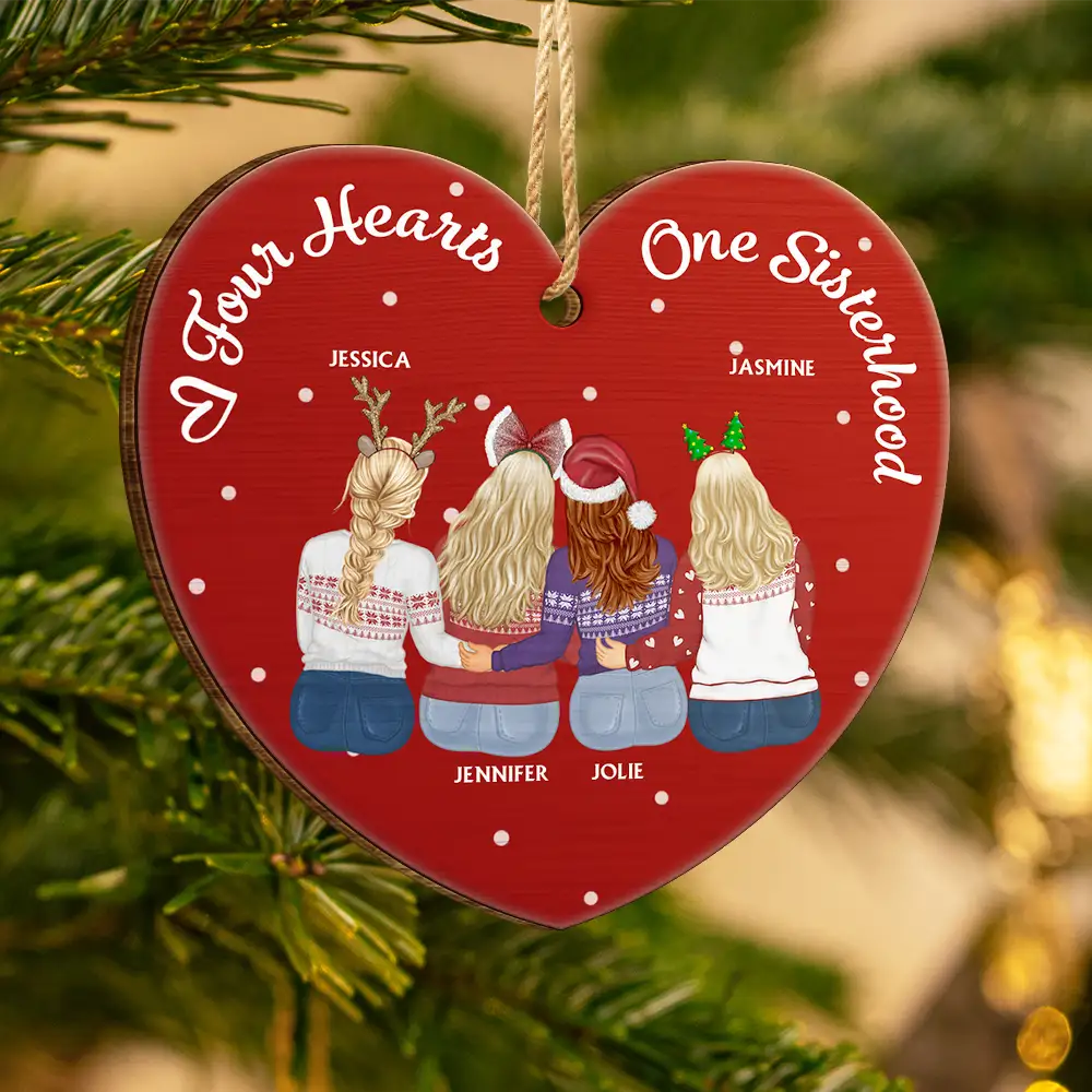 Christmas One Sisterhood - Personalized Custom Shaped Wooden Ornament