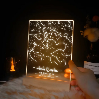 Custom Star Map by Date, Star map LED Night Light, Personalized Couple Constellation Map, Night Sky by Date, Engagement Gift for him and her