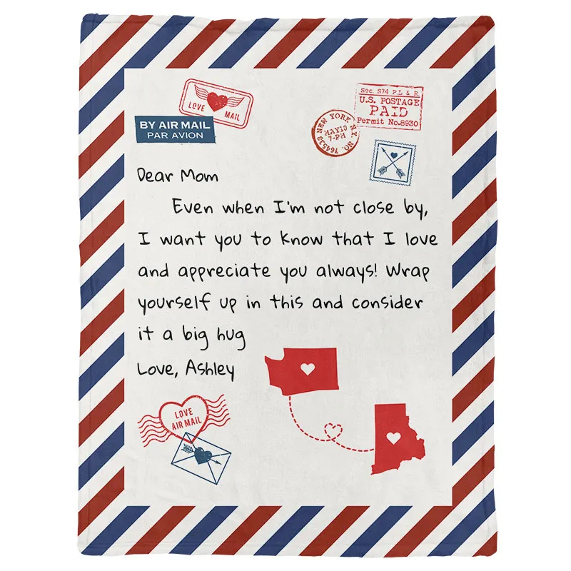 Letter To My Mom Long Distance Personalized Fleece Blanket, Heartfelt Mother's Day Gift, Birthday Gift For Mom