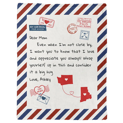 Letter To My Mom Long Distance Personalized Fleece Blanket, Heartfelt Mother's Day Gift, Birthday Gift For Mom