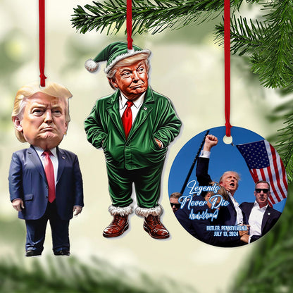 Trump Green Santa, Christmas Trump Acrylic Ornament | Perfect for Car & Christmas Tree Decor T1554 - GOP