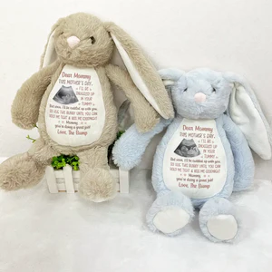 Custom Photo This Mother's Day I'll Be Snuggled Up In Your Tummy - Personalized Soft Toy Bunny