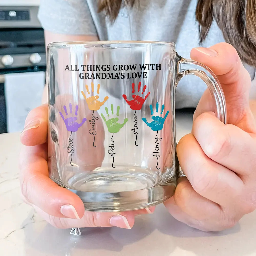 All Things Grow With Mom's Grandma's Love - Personalized Glass Mug
