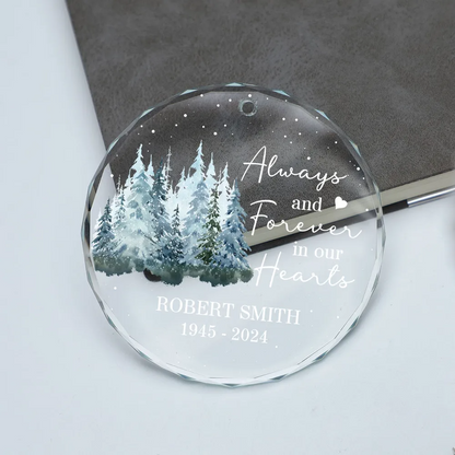 Always And Forever In Our Hearts Memorial Keepsake Personalized Acrylic Ornament