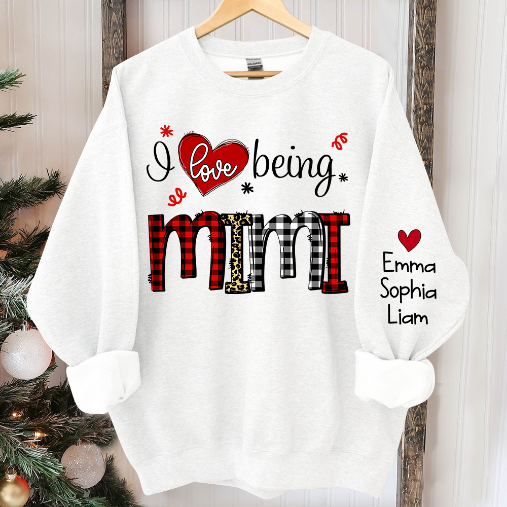 I Love Being Mimi Christmas, Custom Mimi And Kids TH Sweatshirt