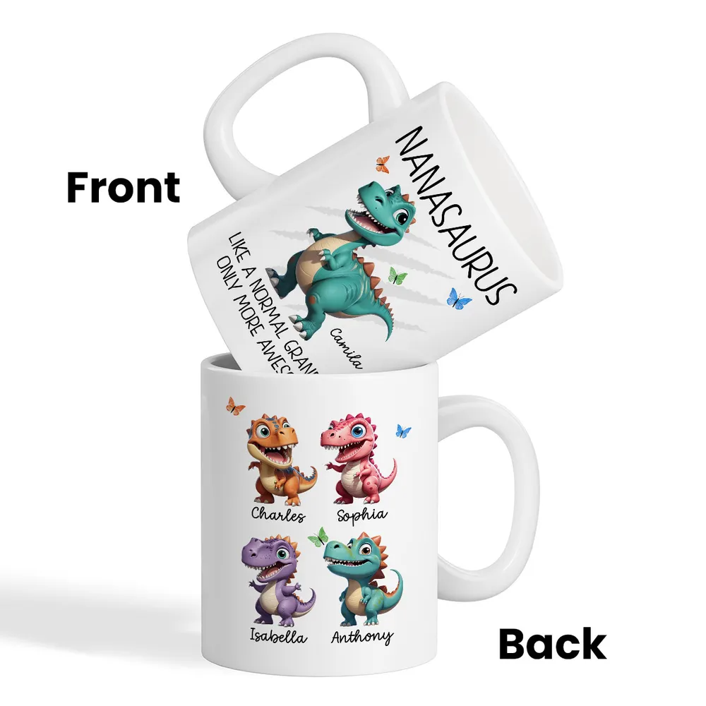 Mamasaurus Grandmasaurus Cute 3D Effect Dinosaurs Personalized Mug
