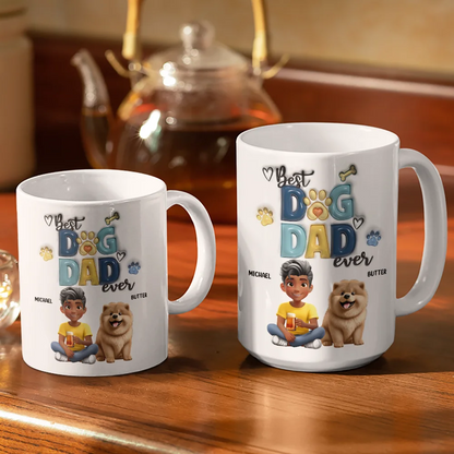 Best Dog Dad Ever - Personalized White Edge-to-Edge Mug