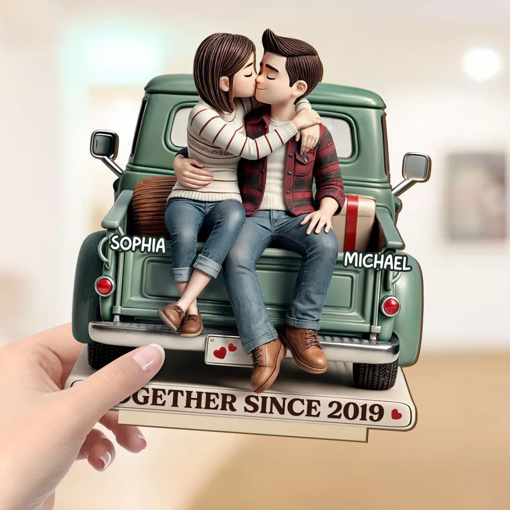 Couple On Truck Personalized Standing Wooden Plaque, Heartfelt Gift For Couple, For Him, For Her, Boyfriend, Girlfriend, Husband, Wife