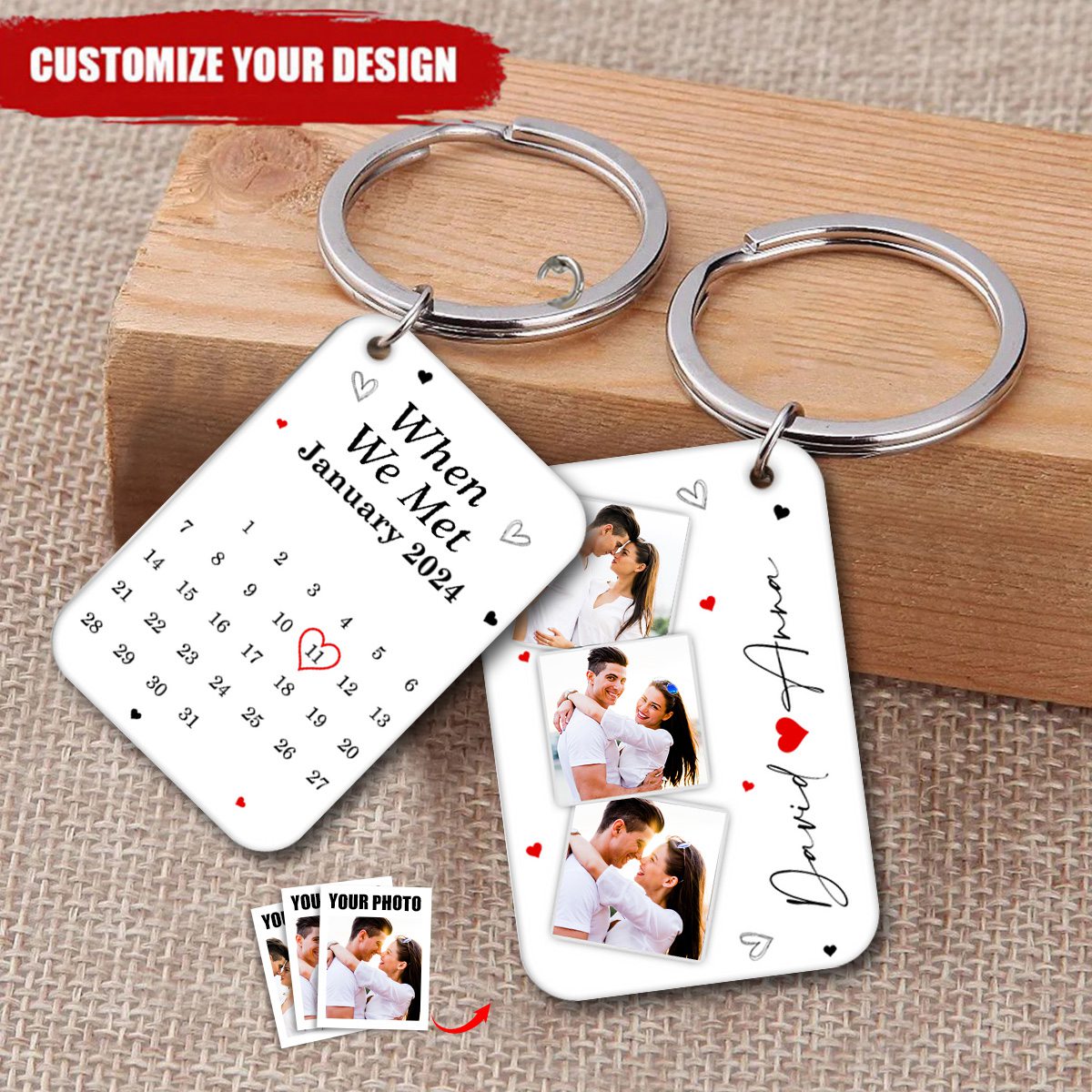 Custom Photo Calendar The Day Our Journey Began Personalized Acrylic Keychain