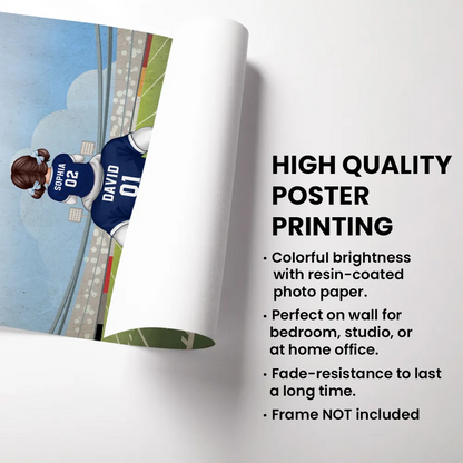 American Football Dad Dream Team Personalized Poster, Coolest Father's Day Gift For Dad, For Grandpa, For Husband