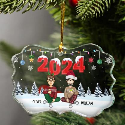 2024 Christmas Cartoon Family Dog Cat - Personalized Acrylic Ornament