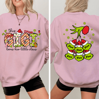 Personalized Nickname Grandma, This Loves Her Little Claus Gigi And Kids Names Christmas 2024 Sweatshirt