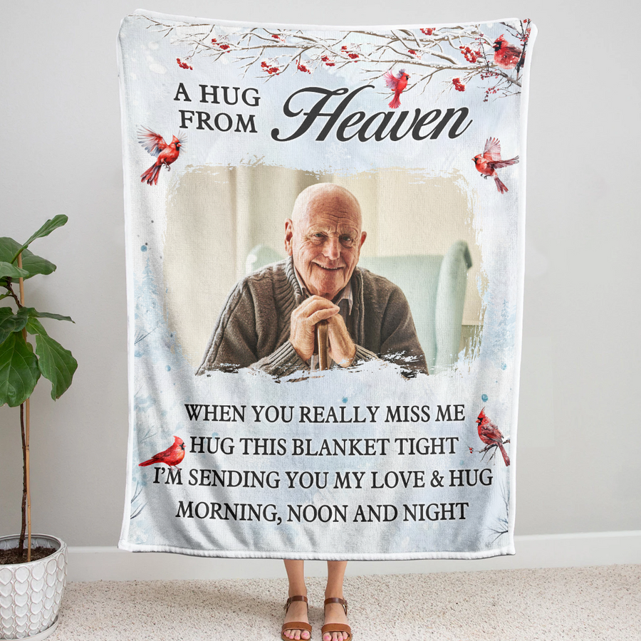 A Hug From Heaven - Personalized Photo Blanket - Gifts For Memorial