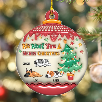 We Woof You Merry Christmas - Personalized Custom 3D Inflated Effect Acrylic Ornament