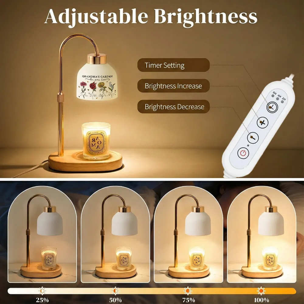 Beautiful Grandma Garden Custom Birth Month Flowers - Personalized Candle Warmer Lamp - Gift For Grandma, Mom