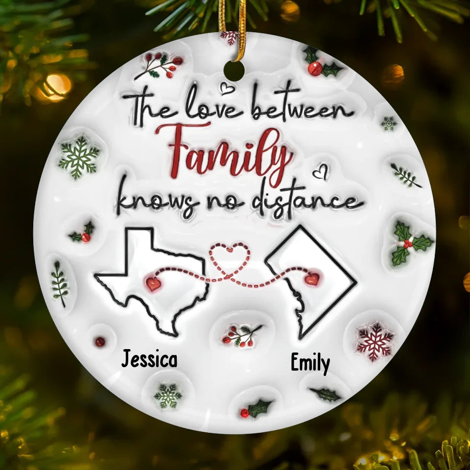 No Matter The Distance, Friends Stay Close In Heart - Bestie Personalized Custom 3D Inflated Effect Printed Ornament - Acrylic Round Shaped - Christmas Gift For Best Friends, BFF, Sisters