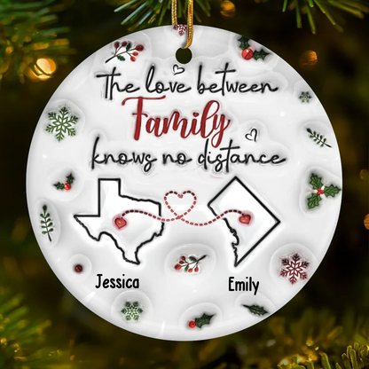 No Matter The Distance, Friends Stay Close In Heart - Bestie Personalized Custom 3D Inflated Effect Printed Ornament - Acrylic Round Shaped - Christmas Gift For Best Friends, BFF, Sisters