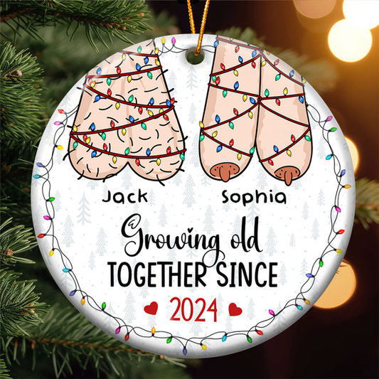 I Want To Grow Old With You Funny Christmas Couples - Personalized Acrylic Ornament