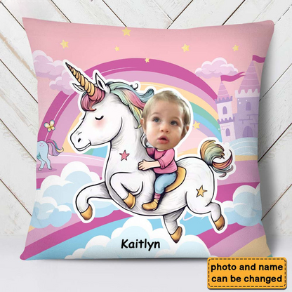 Personalized Unicorn Wonderland Custom Kid Photo Pillow