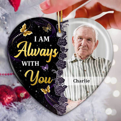 Glow Butterflies Family Memorial Remembrance Keepsake Photo Inserted Personalized Heart Ornament