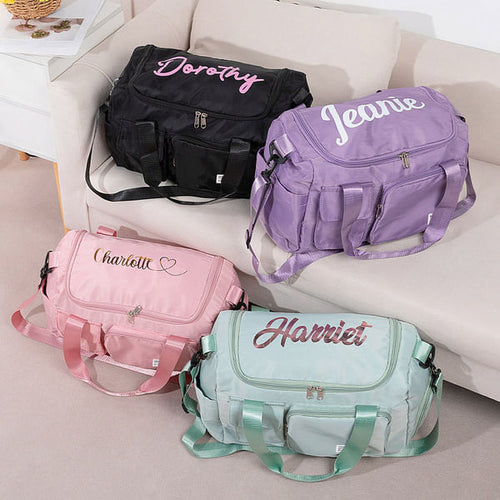 Personalised Multi-compartment Waterproof Weekend Bag with Shoulder Strap and Name Birthday Back to School Gift for Women