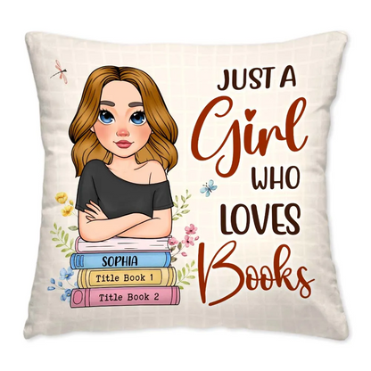 Personalized Favorite Book Reading A Girl Who Loves Books Pillow