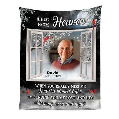 Personalized A Hug From Heaven Custom Photo Blanket