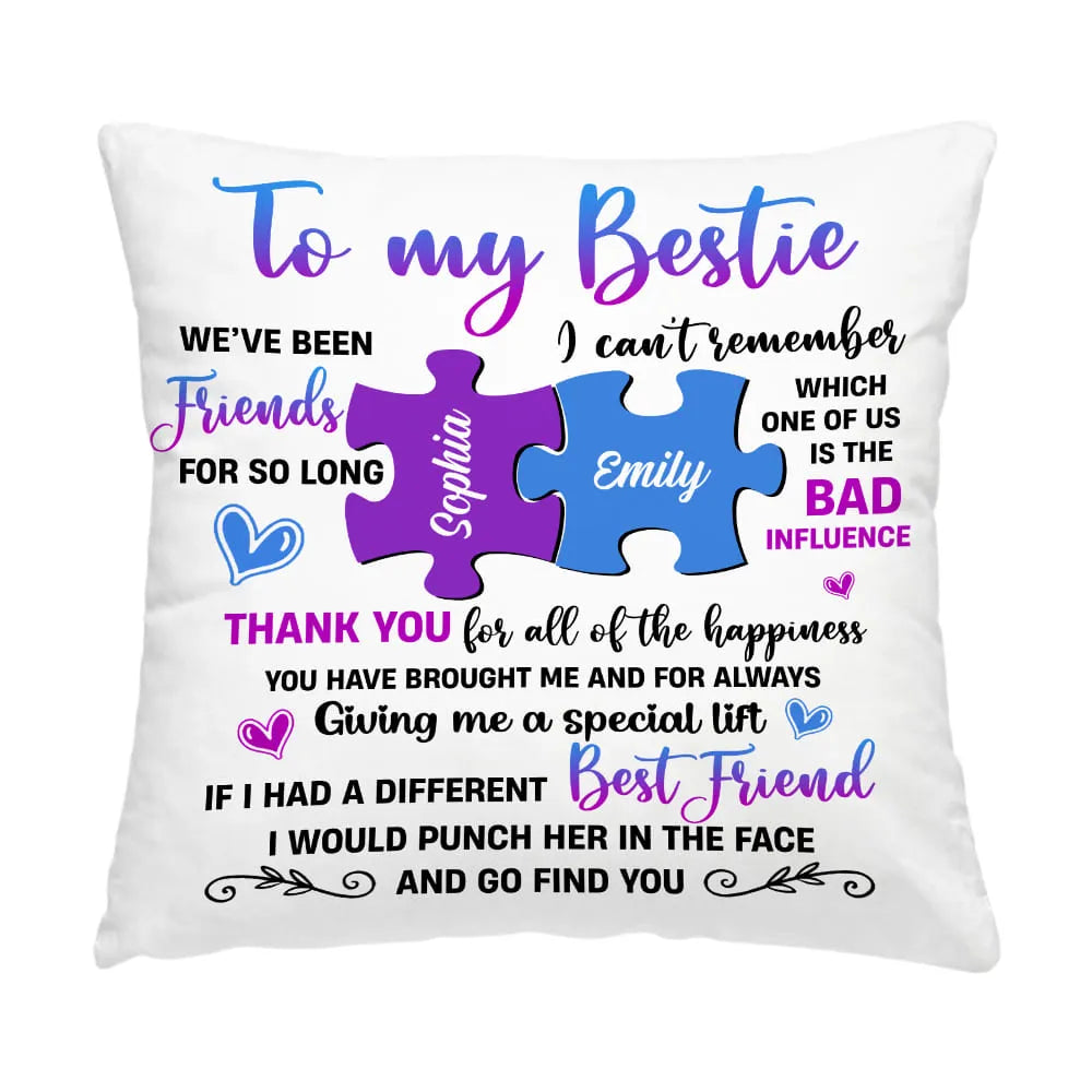 Personalized Birthday Christmas Gift For Friends Puzzle Custom Name Thank You For All Of The Happiness Pillow