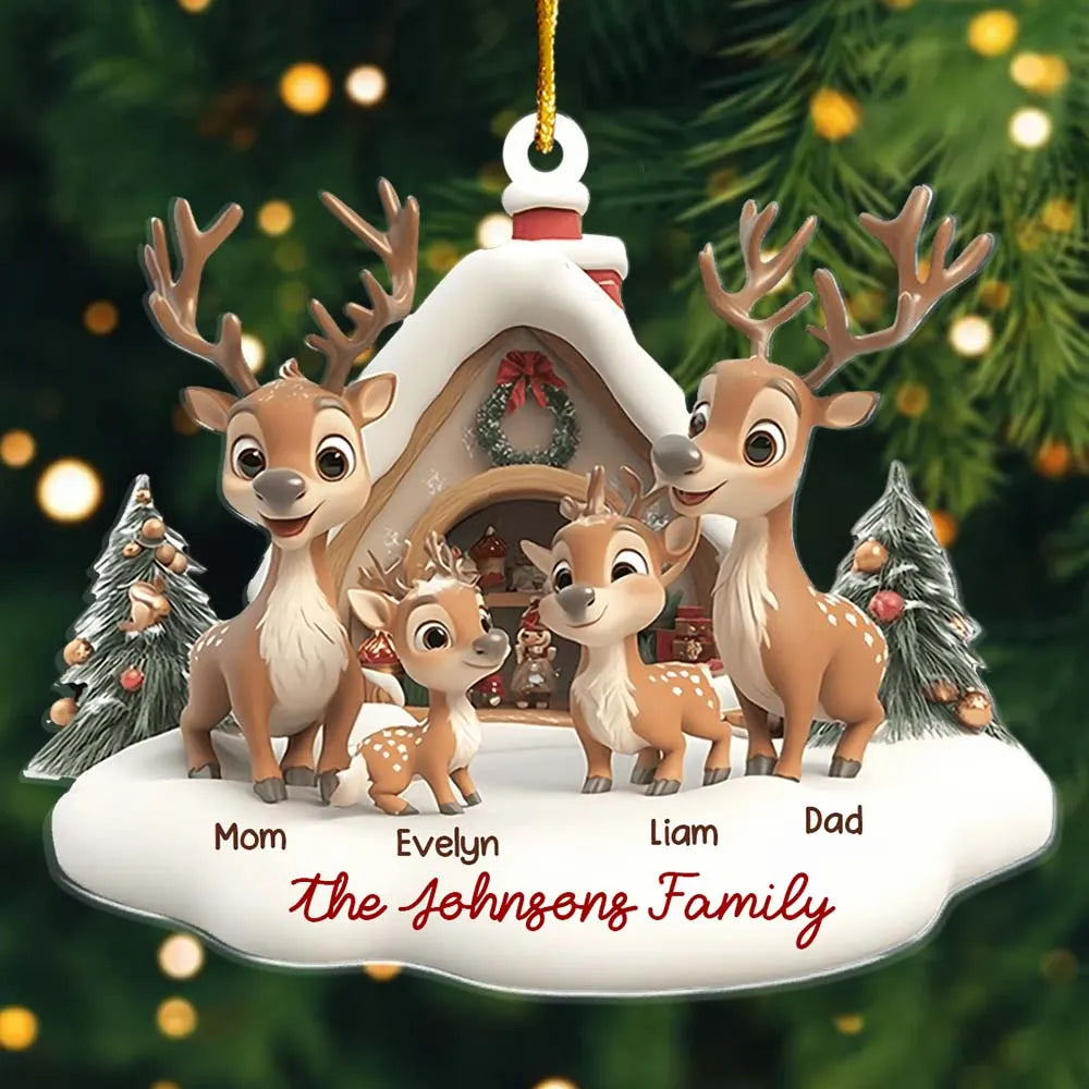 Personalized Family Reindeer Christmas Gift Ornament