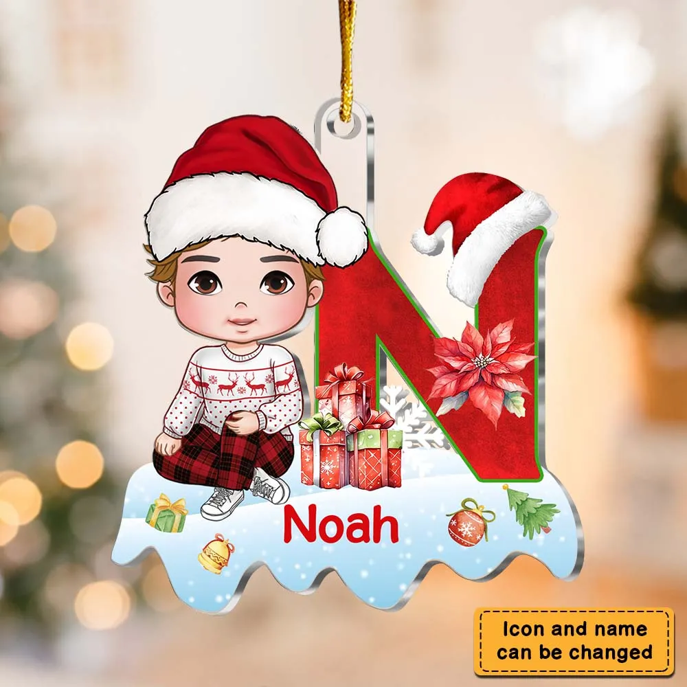 Personalized Gift For Grandson Alphabet Christmas Ornament