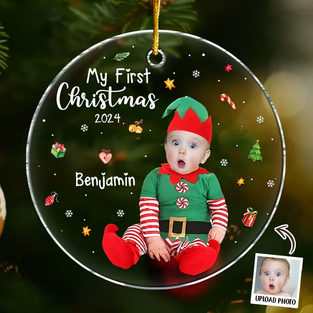 Personalized Gift For Baby First Christmas Acrylic Circle Ornament