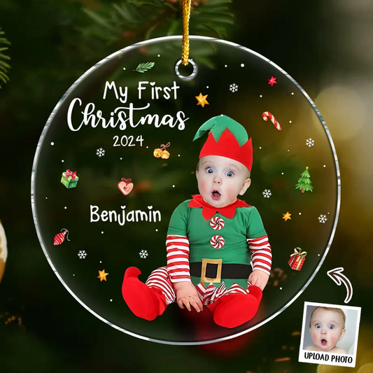 Personalized Gift For Baby First Christmas Acrylic Circle Ornament