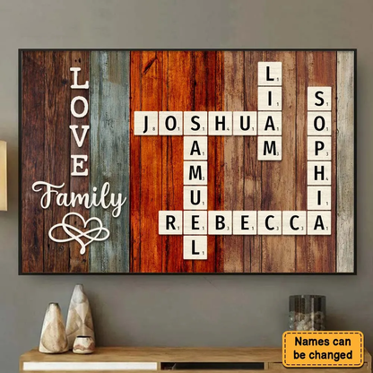 Personalized Family Crossword Art - Created In A Moment, Treasured Forever Poster