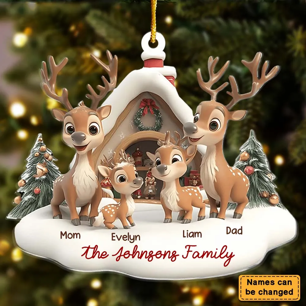 Personalized Family Reindeer Christmas Gift Ornament