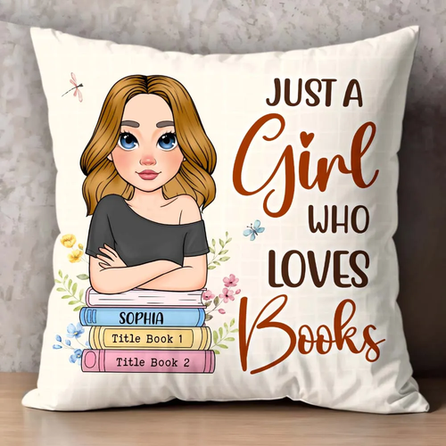 Personalized Favorite Book Reading A Girl Who Loves Books Pillow