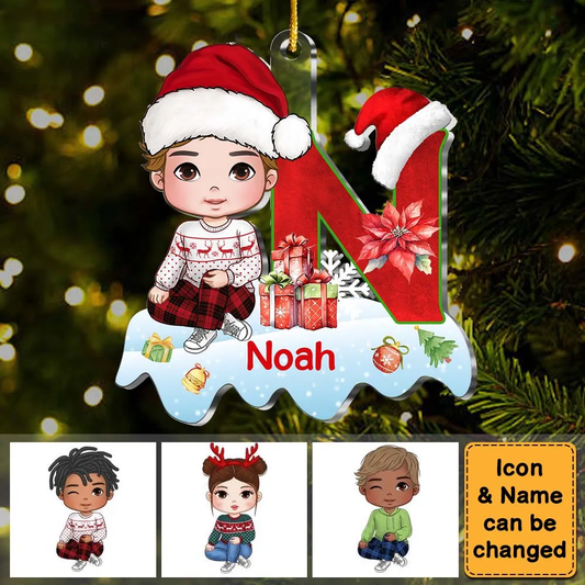 Personalized Gift For Grandson Alphabet Christmas Ornament