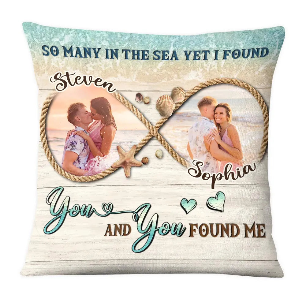 Personalized Lovely Beach Gift For Couple Custom Photos With Infinite - Personalized Pillow