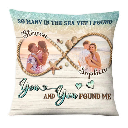 Personalized Lovely Beach Gift For Couple Custom Photos With Infinite - Personalized Pillow
