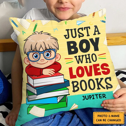 Kid Book Reading Gift A Girl Who Loves Books - Personalized Pillow