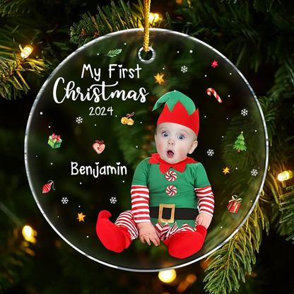 Personalized Gift For Baby First Christmas Acrylic Circle Ornament